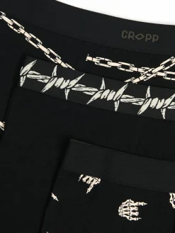 3 pack czarnych bokserek z nadrukiem