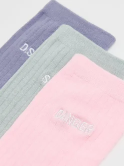 3 pack długich skarpet z haftem