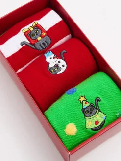 3 pack świątecznych skarpet z kotami
