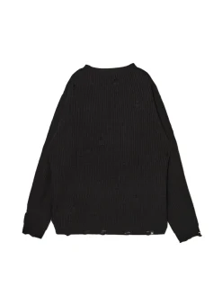 Żakardowy sweter ze strzępieniami