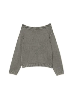 Antracytowy sweter z odkrytymi ramionami