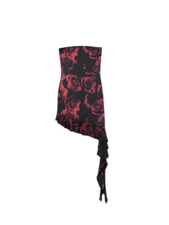 Asymetryczna sukienka mini w róże