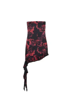 Asymetryczna sukienka mini w róże