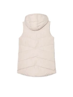 Beżowa kamizelka puffer z kapturem