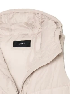 Beżowa kamizelka puffer z kapturem