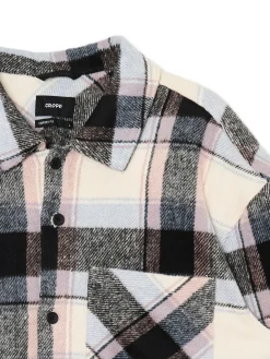 Beżowa kraciasta koszula z domieszką wełny