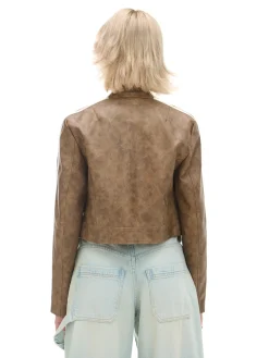 Beżowa kurtka biker