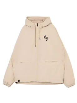 Beżowa kurtka z kapturem i nadrukiem