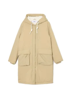 Beżowa parka z kapturem