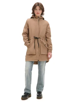 Beżowa parka z kapturem