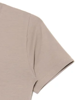 Beżowa sukienka maxi z krótkim rękawem