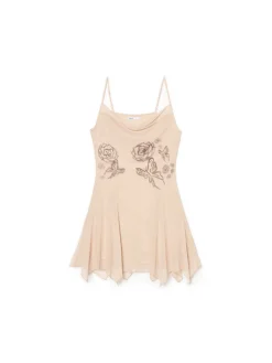 Beżowa sukienka mini na ramiączkach