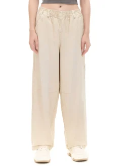 Beżowe spodnie baggy z wysokim stanem