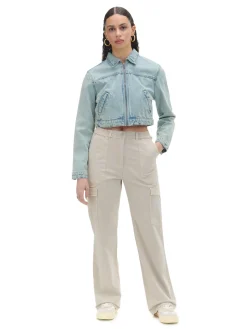 Beżowe spodnie straight cargo