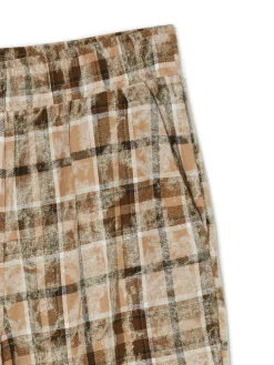 Beżowe spodnie w marmurkową kratę