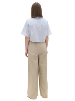 Beżowe spodnie wide leg