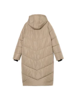 Beżowy płaszcz z kapturem
