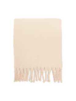 Beżowy szalik z frędzlami
