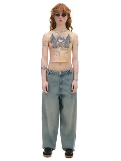 Beżowy top z efektem tie-dye