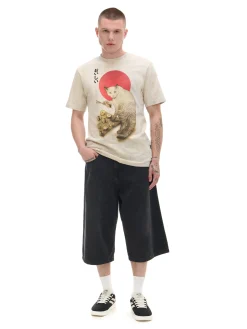 Beżowy t-shirt z kotem