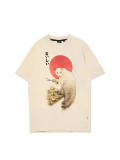 Beżowy t-shirt z kotem