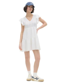 Biała ażurowa sukienka mini