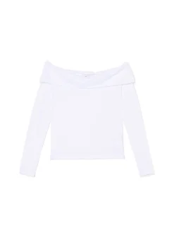 Biała bluzka z odkrytymi ramionami