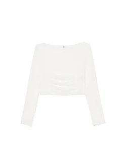 Biała bluzka z ozdobnym marszczeniem