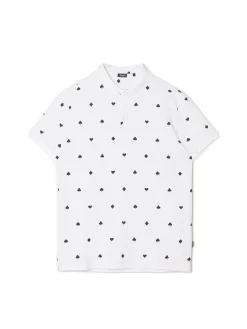 Biała koszulka polo z karcianymi wzorami