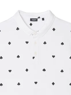 Biała koszulka polo z karcianymi wzorami