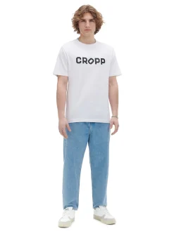 Biała koszulka z nadrukiem Cropp