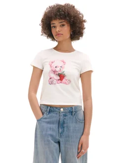 Biała koszulka z nadrukiem misia