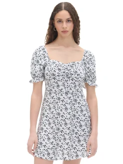 Biała sukienka mini w kwiaty