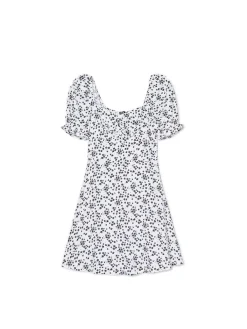 Biała sukienka mini w kwiaty