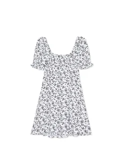 Biała sukienka mini w kwiaty