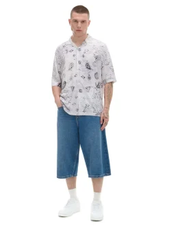 Biała wiskozowa koszula z nadrukiem