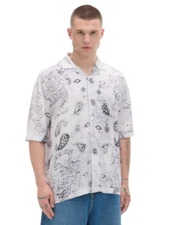 Biała wiskozowa koszula z nadrukiem