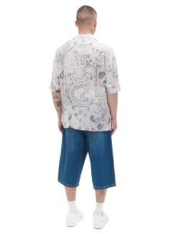 Biała wiskozowa koszula z nadrukiem