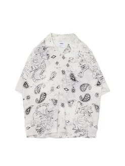 Biała wiskozowa koszula z nadrukiem