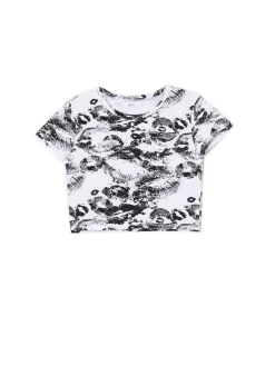 Biało-czarna koszulka z motywem ust