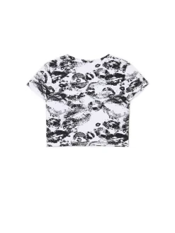 Biało-czarna koszulka z motywem ust