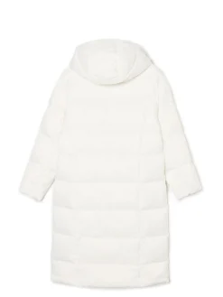 Biały pikowany płaszcz z kapturem