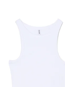 Biały prążkowany top na ramiączkach