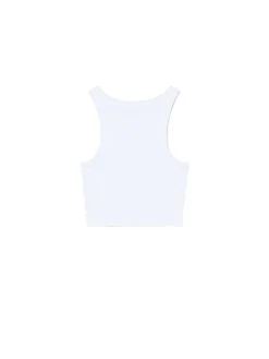 Biały prążkowany top na ramiączkach