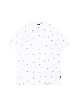 Biały T-shirt polo z rybkami