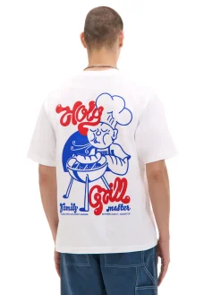 Biały T-shirt z grillowym nadrukiem