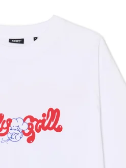 Biały T-shirt z grillowym nadrukiem