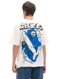 Biały T-shirt z nadrukami