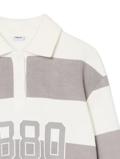 Bluza w szare paski z aplikacją