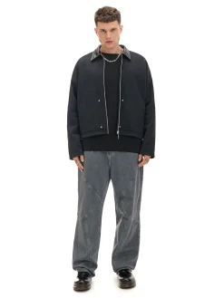 Bluza ze skórzanym kołnierzykiem